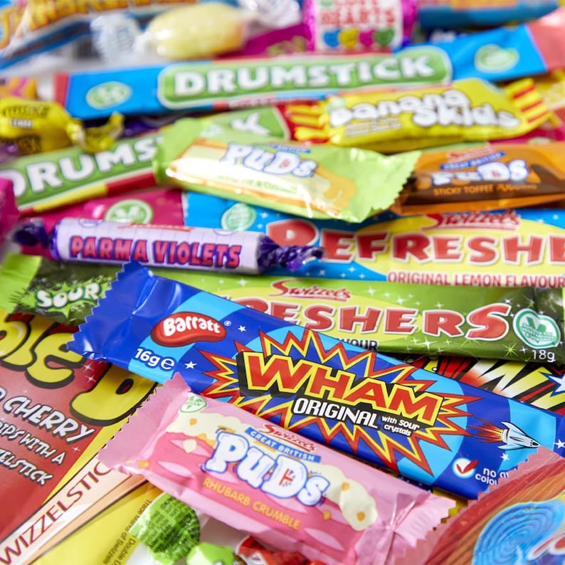 50 Piece Retro and Sour Sweet Selection With Gift Hamper Box Perfect