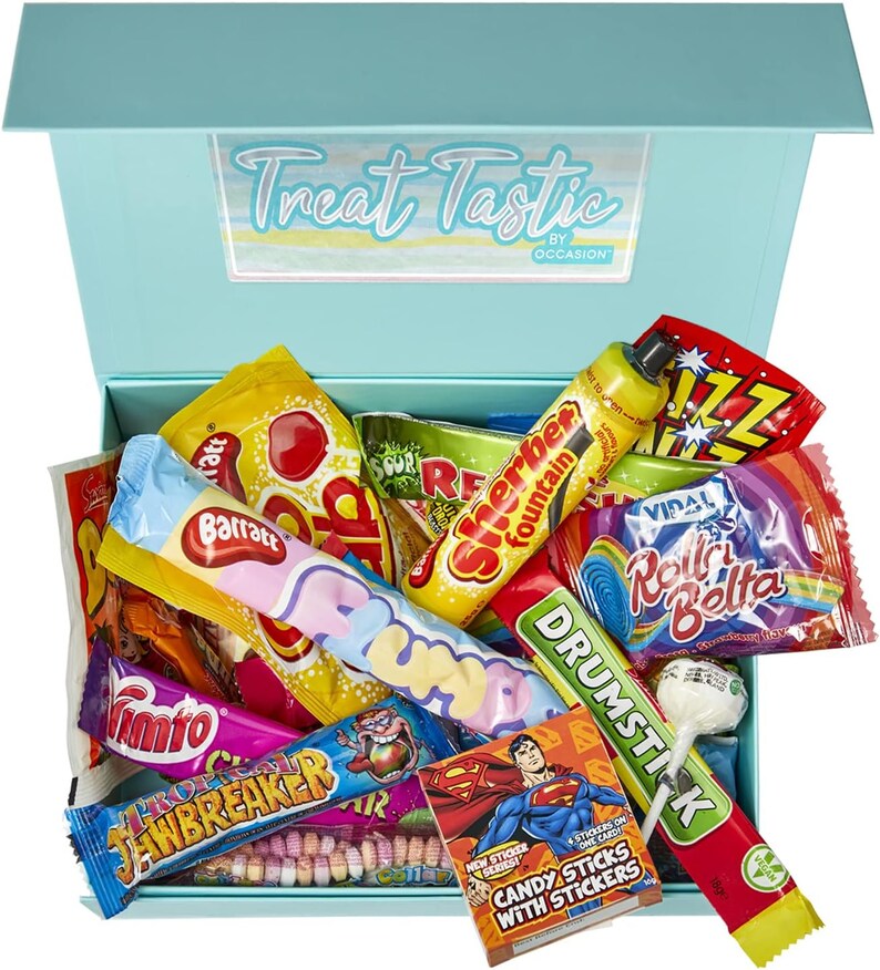 50 Piece Retro and Sour Sweet Selection With Gift Hamper Box Perfect