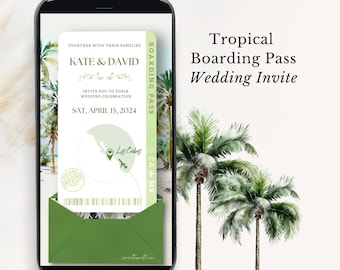 Tropical wedding invitation digital Palm trees wedding invitation Bahamas wedding invitation digital Cancun wedding invitation Bali invite