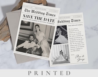 Newspaper wedding printing newspaper wedding printed vintage save the date printing retro save the date printed Newspaper save the date card