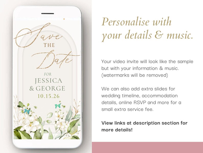 Digital Save the Date Evite Save the Date Wedding Invite Greenery Save