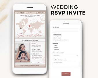 digital passport wedding invitation online Destination Wedding invite RSVP digital destination wedding website invitation website invite