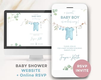 digital Baby show invitación baby shower plantilla de sitio web tarjeta de baby shower digital baby shower invitación digital rsvp baby shower e-invitación
