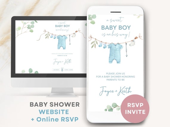 digital Baby show invitation baby shower website template baby shower card digital baby shower digital invite rsvp baby shower e-invitation