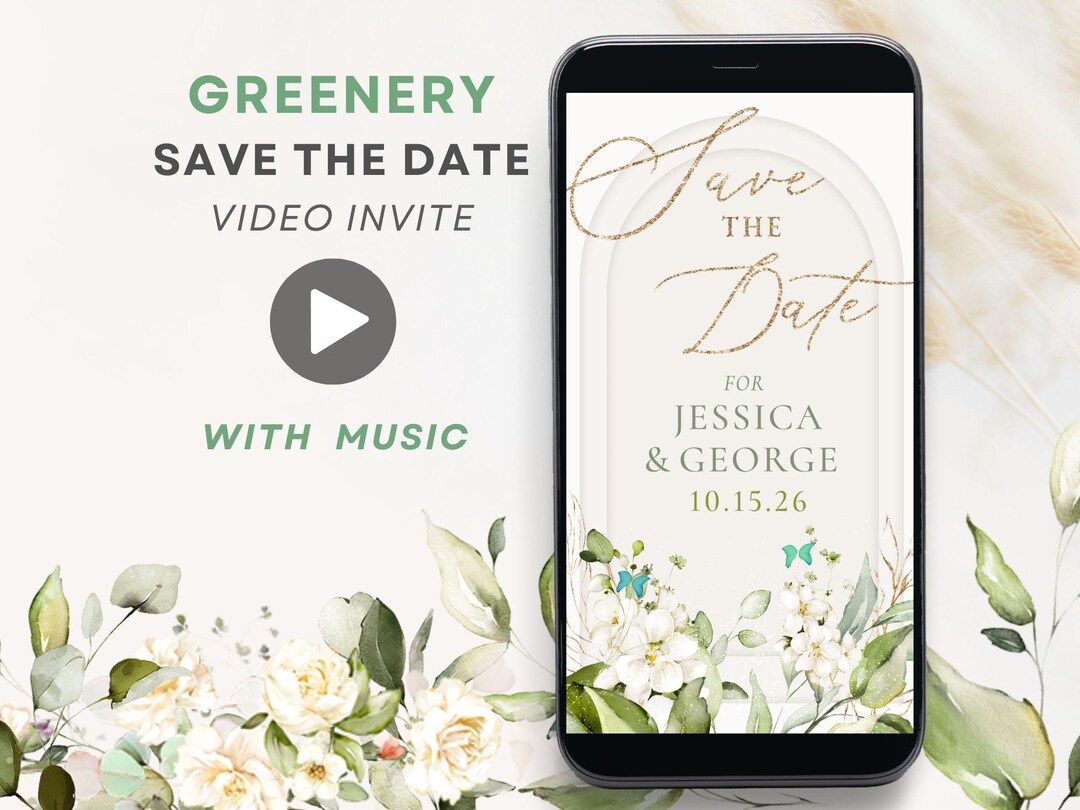 Digital Save the Date Evite Save the Date Wedding Invite Greenery Save