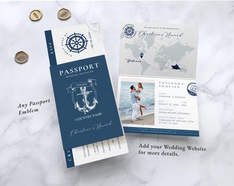 Cruise Passport wedding invitation Cruise wedding invite Nautical wedding invite Cruise boarding pass wedding Cruise save the date Nautical