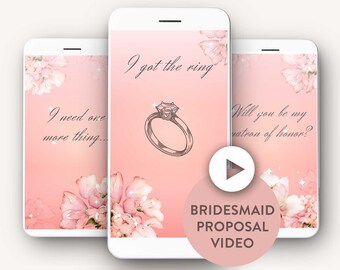 Pink Bridesmaid proposal video Bridesmaid proposal animation bridesmaid invitation bridesmaid invite bridesmaid bridesmaid digital proposal