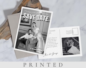 Vintage Save the Date postcard Vintage Retro Save the date card with photo save the date photo invite Save the date wedding invitation card