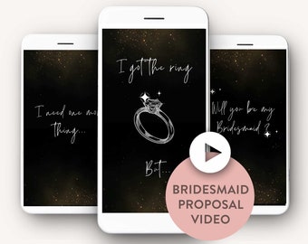 Black Bridesmaid proposal video gold Bridesmaid proposal animation bridesmaid invitation bridesmaid invite bridesmaid digital proposal