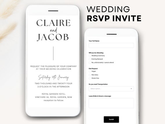 digital minimalist wedding invite digital ONLINE RSVP online minimal wedding invite minimal invite simple wedding invitation minimalist