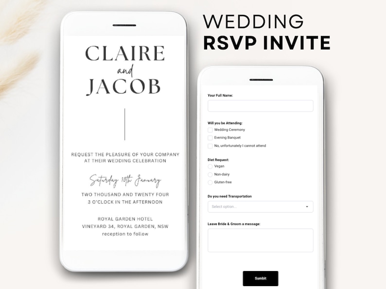 online wedding invitation, digital wedding invite online rsvp tracking, minimalist wedding website invitation with rsvp online, minimal wedding invite digital, simple wedding invitation digital, minimalist wedding evite with rsvp, minimalist invite