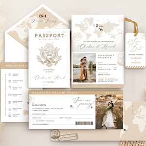 Destination Wedding Invitation template, Boarding Pass template with tag rsvp, Printable Passport Wedding Invitation Travel Wedding invite