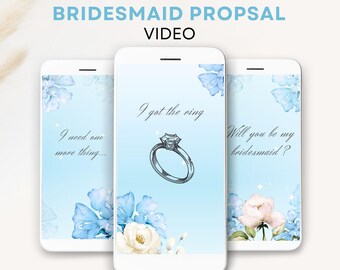Will you be my bridesmaid blue Bridesmaid invite blue bridesmaid proposal blue bridesmaid proposal invitation Bridesmaid digital proposal
