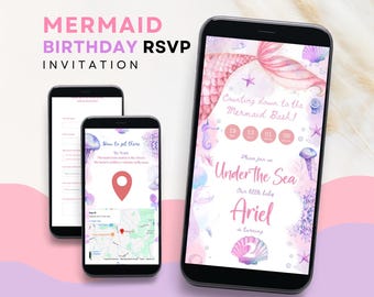 Mermaid party invite digital mermaid birthday invite under the sea birthday party invite digital mermaid invite mermaid baby shower invite