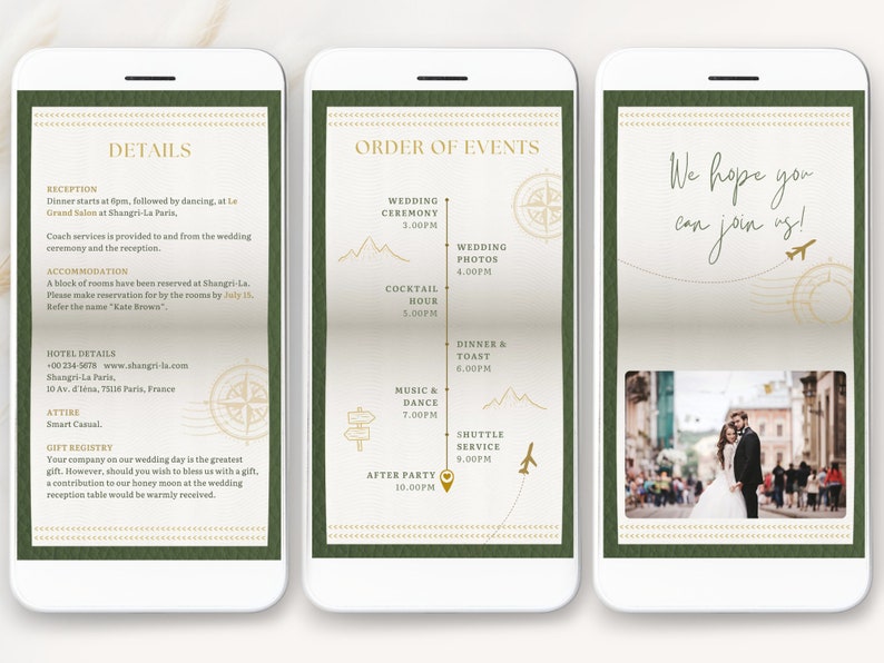 sage green passport invitation video, sage green Destination Wedding Invitation Video, Digital Destination wedding invite Template animated, olive green digital Wedding passport wedding invitation digital, sage green digital passport wedding invite