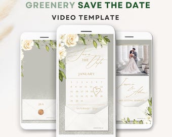 Plantilla digital para guardar la fecha de la boda Video animado para guardar la fecha de la boda Invitación en video de boda para guardar la fecha de la boda Vegetación para guardar la fecha
