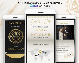 Travel wedding evite Passport invitation template digital save the date invitation save the date evite digital destination save the date