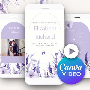 Lavender wedding invite video purple floral wedding invite wedding electronic invite purple floral wedding invite digital purple wedding