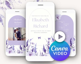 Lavender wedding invite video purple floral wedding invite wedding electronic invite purple floral wedding invite digital purple wedding