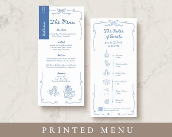 Fun wedding program printed Whimsical wedding menu whimsical drinks menu whimsical bar menu fun wedding timeline order of the day whimsical