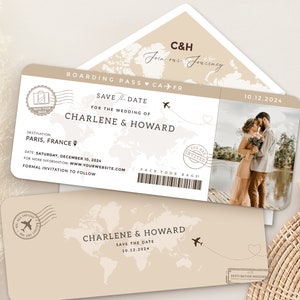 Save the Date Bordkarte Hochzeitseinladung Vorlage, Bording Passe Save the date Zielkarte, Save the date Reise, Save the Date Karte