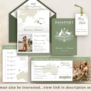 Australian Save the Date Boarding Pass Wedding Invitation Template
