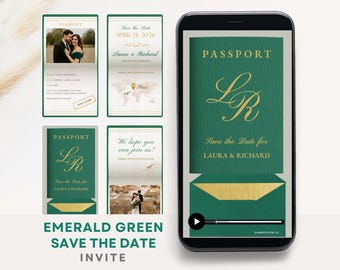 Digital Emerald save the date invite video Emerald green save the date digital template emerald save the date wedding invitation template