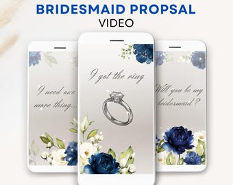 Digital will you be my bridesmaid blue Bridesmaid digital proposal Bridesmaid invite blue bridesmaid proposal blue bridesmaid proposal