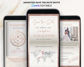 digital save the date template Passport invitation template digital destination save the date digital save the date wedding invite digital