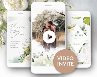 digital wedding invitation video electronic wedding invite wedding evite animated wedding invite digital greenery wedding invite