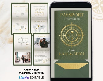 Digital destination Wedding invite Video Digital Passport wedding invite digital wedding invite electronic wedding invite wedding evite