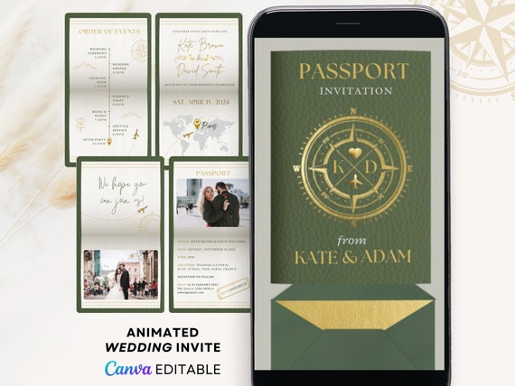 Digital destination Wedding invite Video Digital Passport wedding invite digital wedding invite electronic wedding invite wedding evite