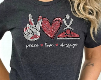 T-shirt Peace Love pour massothérapeute : coupe douce unisexe