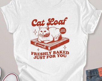 Chemise drôle de pain de chat : t-shirt graphique rétro tendance, cadeau pour amoureux des chats