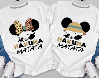 Chemise de vacances en famille Hakuna Matata : t-shirt Safari Mickey et Minnie