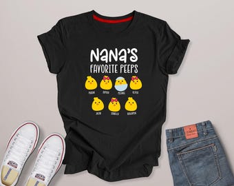 T-shirt de Pâques personnalisé Les amis préférés de grand-mère : prénoms personnalisés de petits-enfants