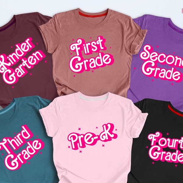 Girl B Doll School Grade Shirt, Hot Pink Grade Girl Shirt, Pre K Grade Shirt, 5th Grade Girl Shirt, Kindergarten Shirt, Grade Teacher TShirt