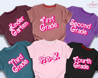 Chemise scolaire fille poupée B, chemise fille rose fuchsia, chemise préscolaire, chemise fille 5e année, chemise maternelle, t-shirt professeur