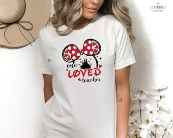 Chemise enseignante bien-aimée, T-shirt enseignante Saint-Valentin, chemise enseignante Disney, t-shirt Minnie Castle, débardeur enseignant Disney, t-shirt Minnie Disneyland