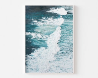 Ocean Waves Fine Art Print, Coastal Photography, Blue Sea