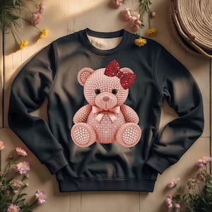 Tedy Bear Rhinestone  PNG, Sparkle Crystal Shirt Graphic (Sublimation File)