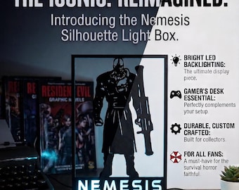Resident Evil shadow lamp – Nemesis 3D Printed Silhouette, Gaming Decor