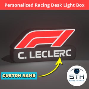 Custom F1 Driver LED Lamp – Personalised Racing Desk Light Box