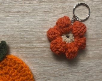 Orange Peel Flower Keychain | Crochet Accessory for Bag