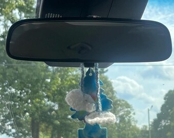 Crochet Cloud Car Hanging Decoration | Rear View Mirror Decor, Custom Color