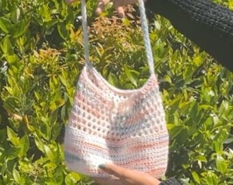 Cloudy Day Crochet Mesh Bag | mini tote, reusable fruit bag