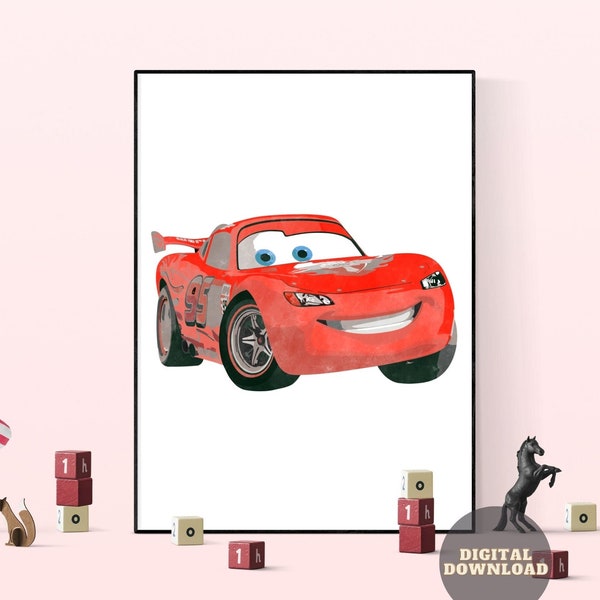 Lightning McQueen, Disney Pixar Cars, Disney Cars Print, Disney Cars Poster, Cars Wall Art,Disney Prints, Cars Wall Designs