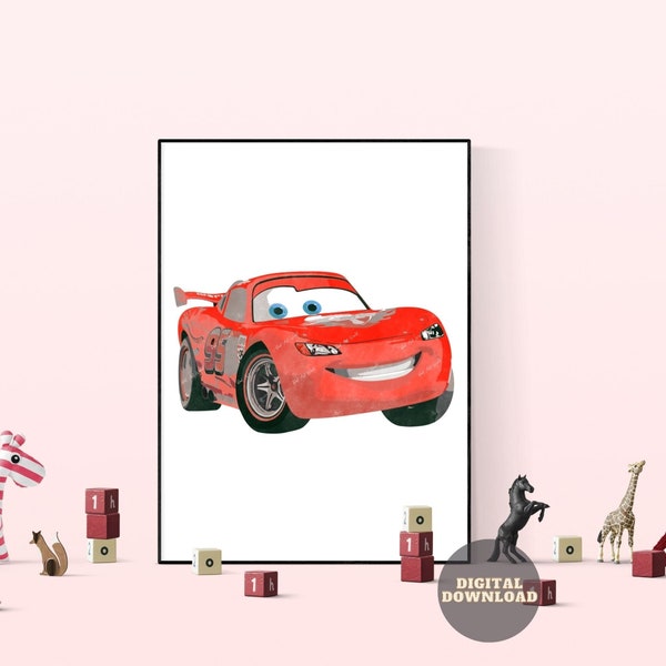 Lightning McQueen, Disney Pixar Cars, Disney Cars Print, Disney Cars Poster, Cars Wall Art,Disney Prints, Cars Wall Designs