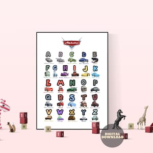 Disney Cars, Alphabet Poster, ABC Sign, Alphabet, Kids Room Decor ...