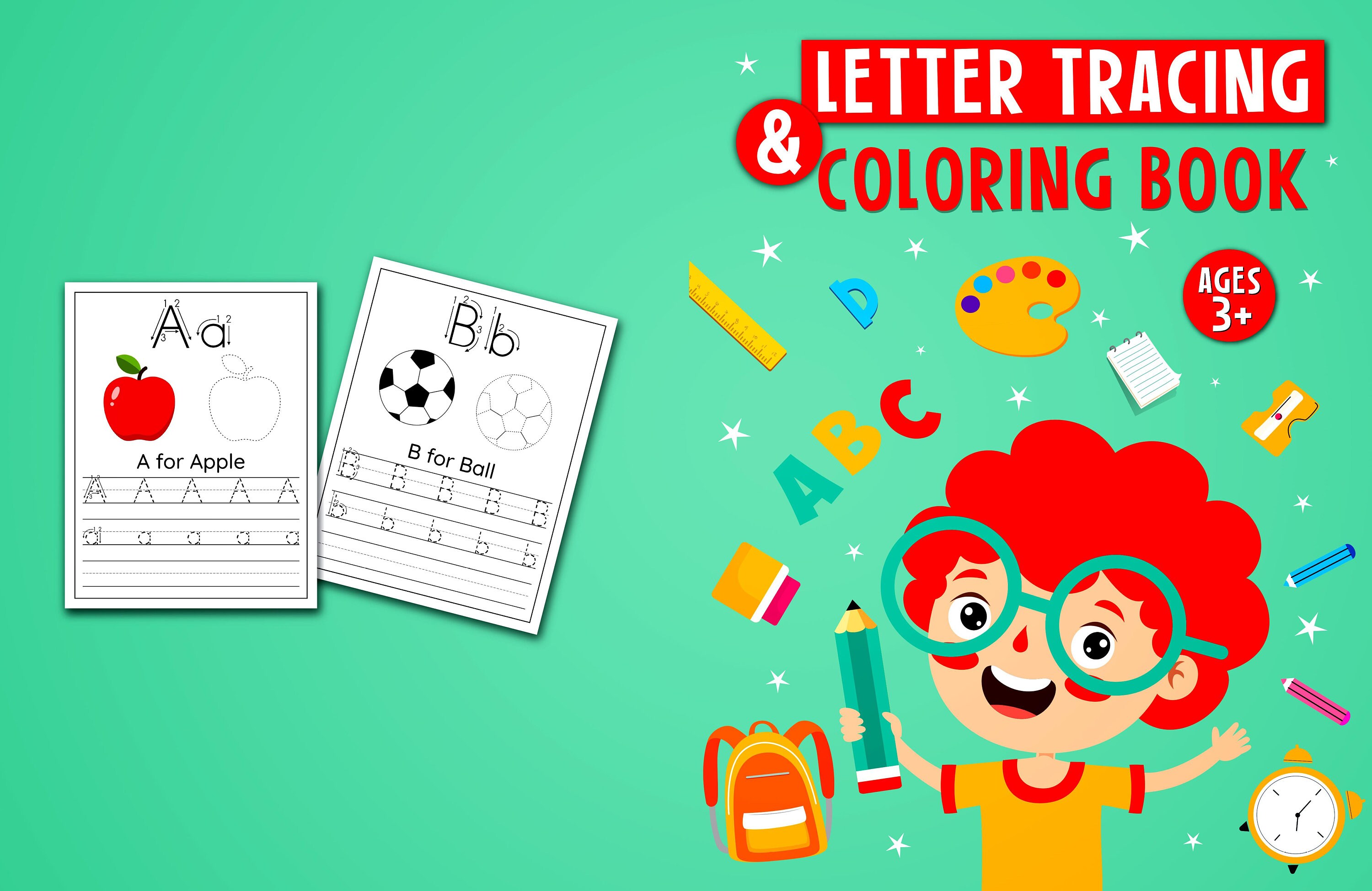 Letter Tracing and Coloring Book alphabet 26 Pages - Etsy